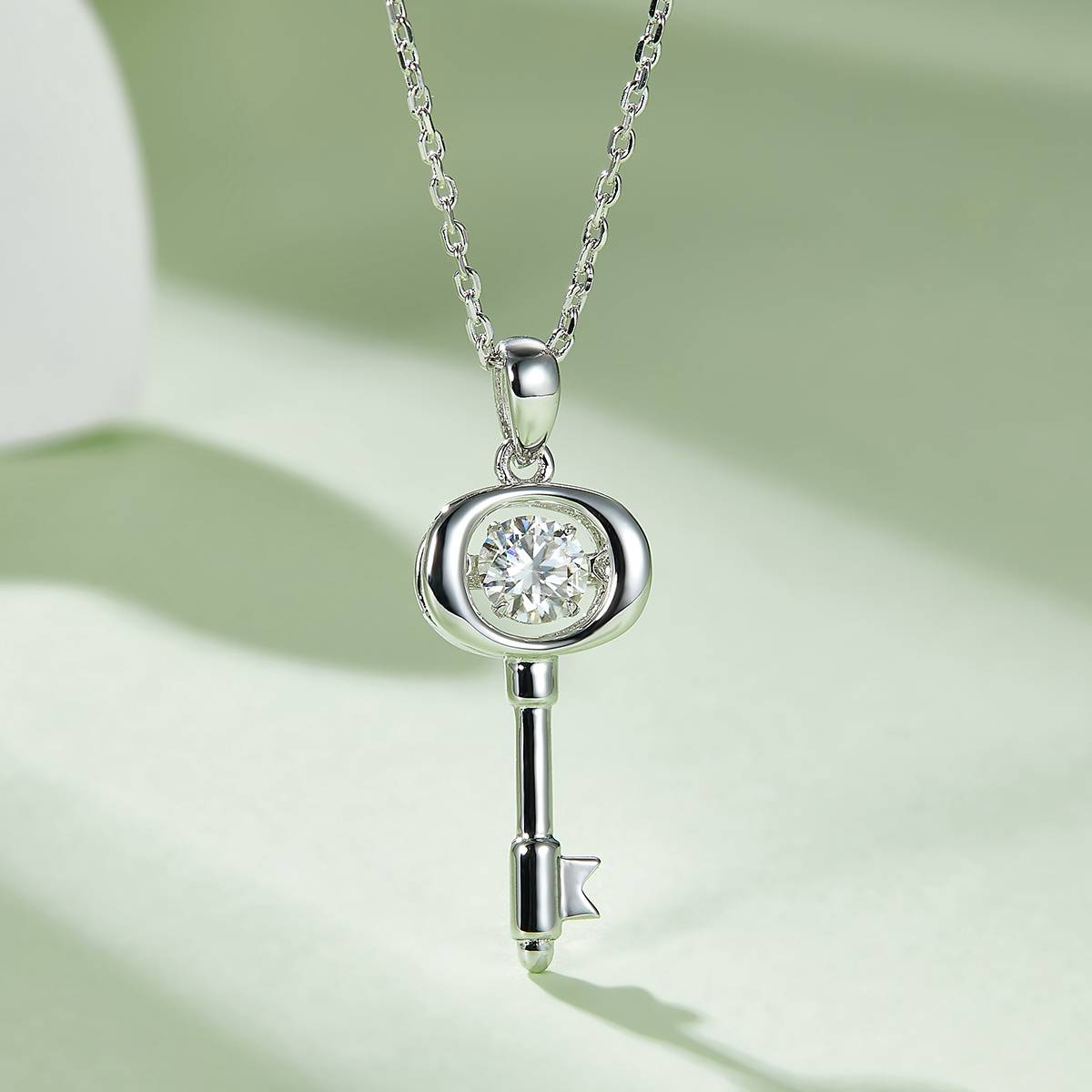 Dynamic Lock Love S925 Silver Plated Platinum Moissanite Necklace 50 Points D-Class